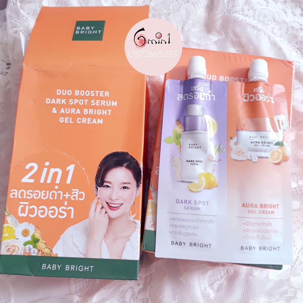 Kem Dưỡng Và Serum Baby Bright 2in1 DUO BOOSTER DARK SPOT SERUM & AURA BRIGHT GEL CREAM
