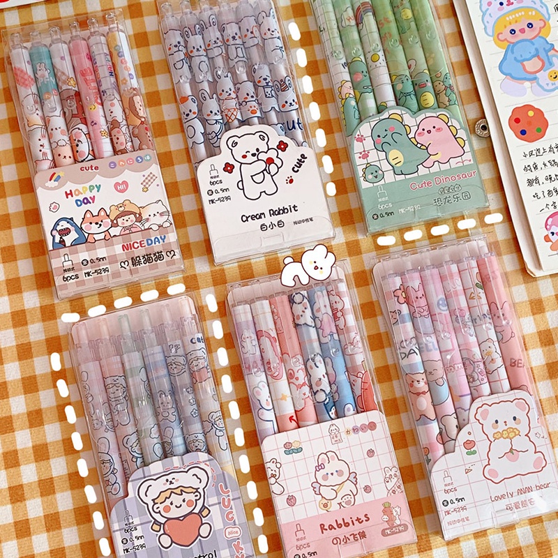 Set 6 Bút Bi Mực Đen Ngòi 0.5mm