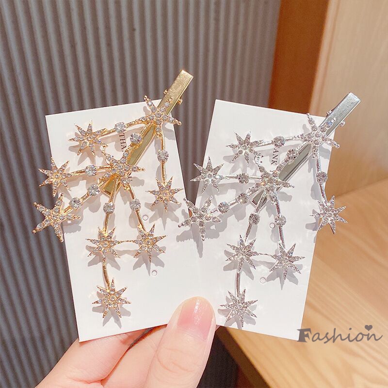 Bộ 3 Kẹp Tóc Hình Ngôi Sao Đính Kim Cương Giả Thời Trang