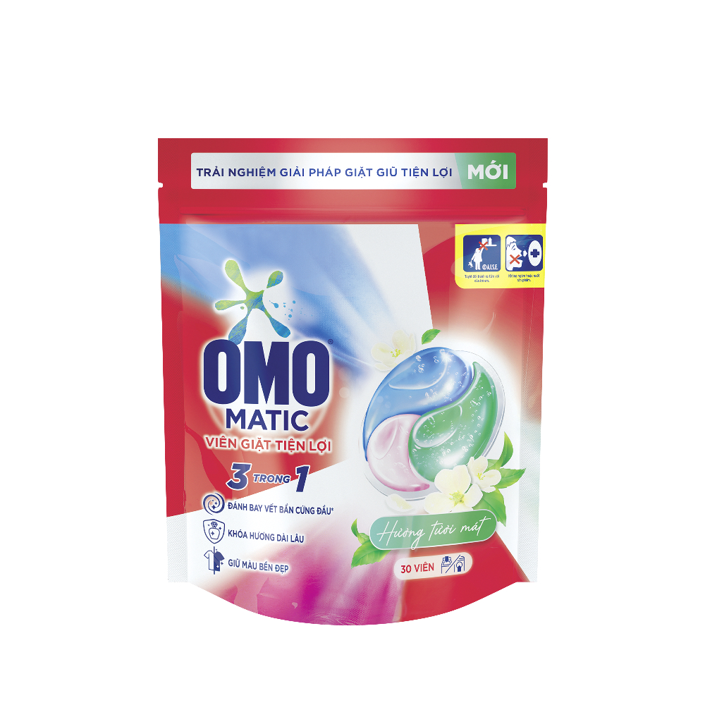 Túi viên giặt tiện lợi OMO 3 trong 1 (30 viên/túi)