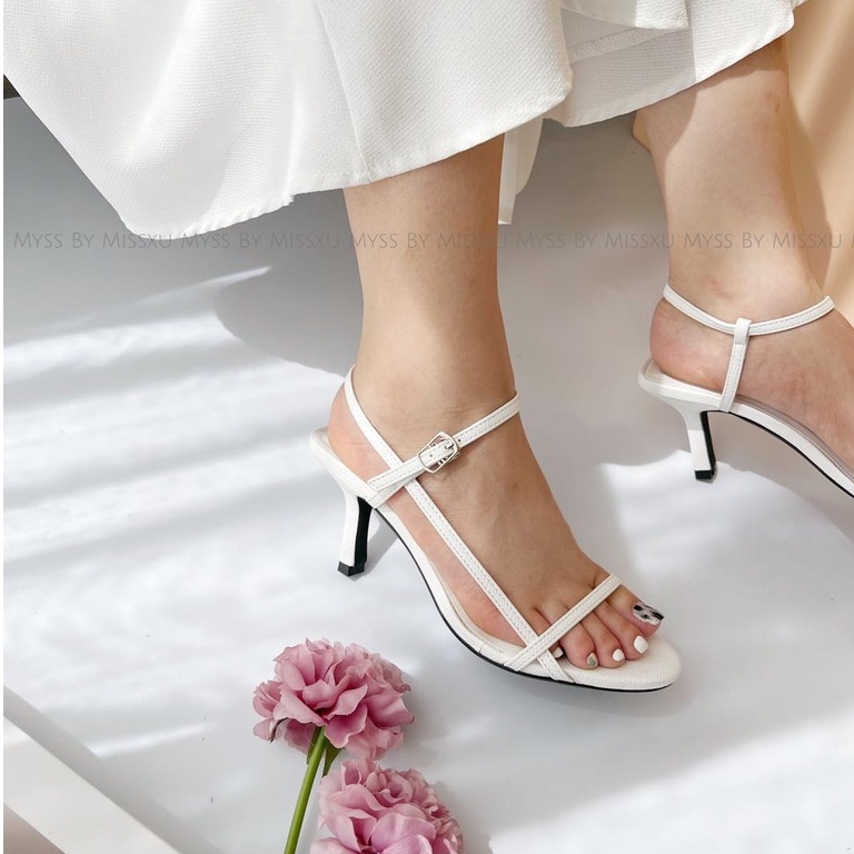 Giày sandal quai ngang phối dọc dây mảnh 5 cm cao cấp MYSS - SD162