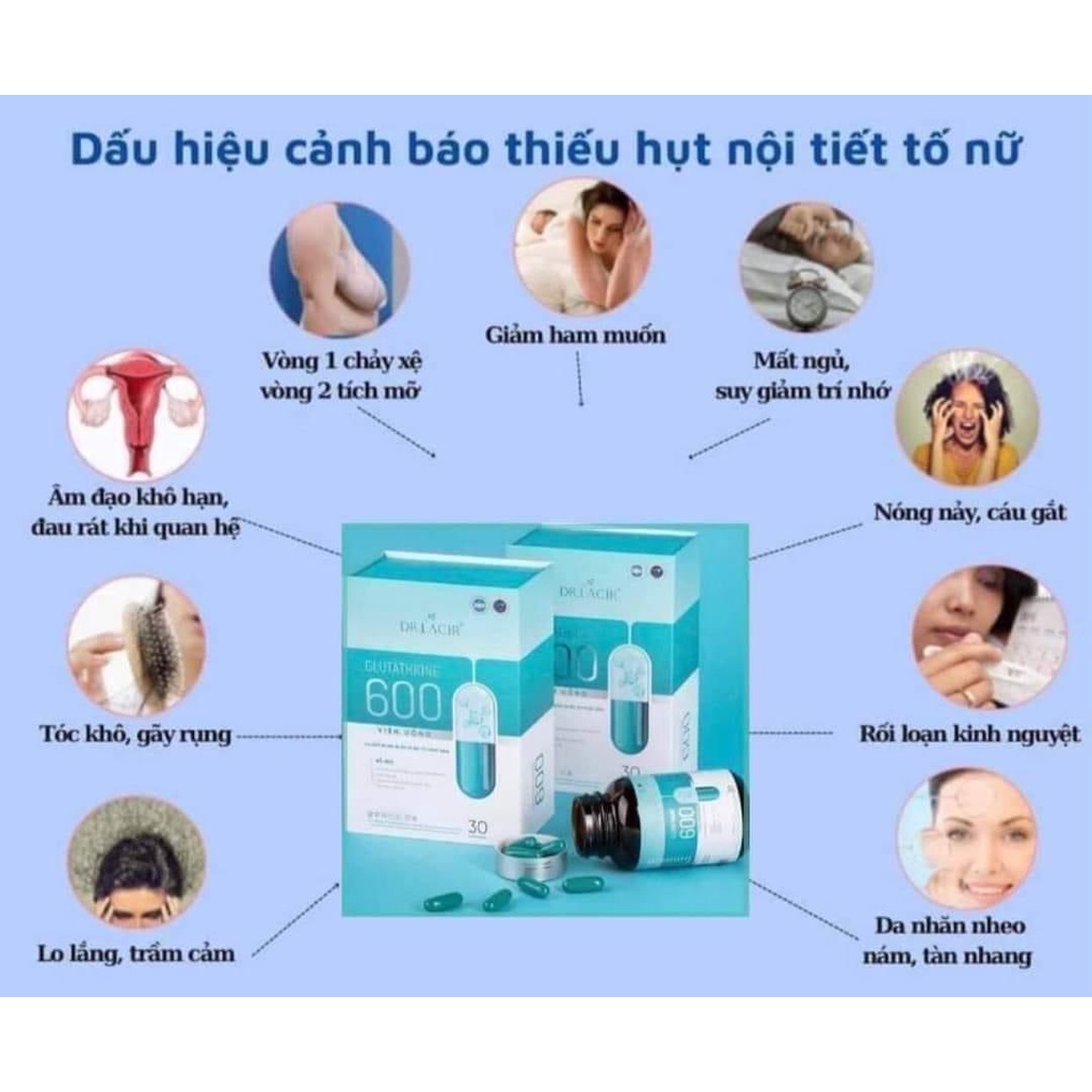 Dr Lacir Glutathione 600 - Viên Uống Hỗ Trợ Trắng Da 30 Viên