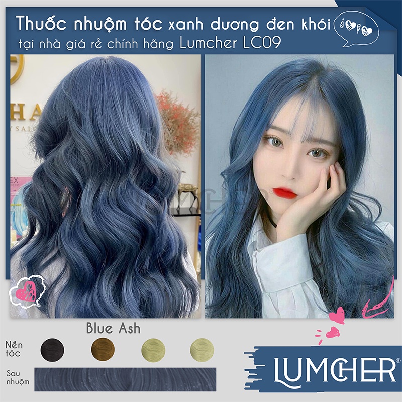 Thuốc nhuộm tóc màu Xanh Dương Đen Khói tại nhà giá rẻ chính hãng Lumcher LC09