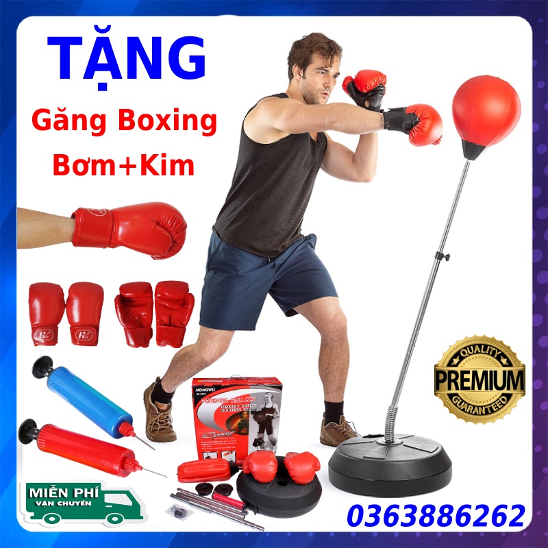 Bóng đấm phản xạ boxing tập đấm bốc mma boxing chuyên nghiệp - Tặng kèm găng tay + bơm + kim bơm bóng, bảo hành 6 tháng