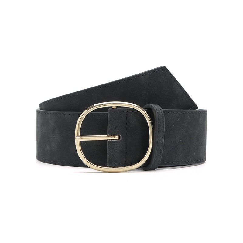 Thắt Lưng Nữ Khóa Oval Màu Vàng Phong Cách Hàn Quốc