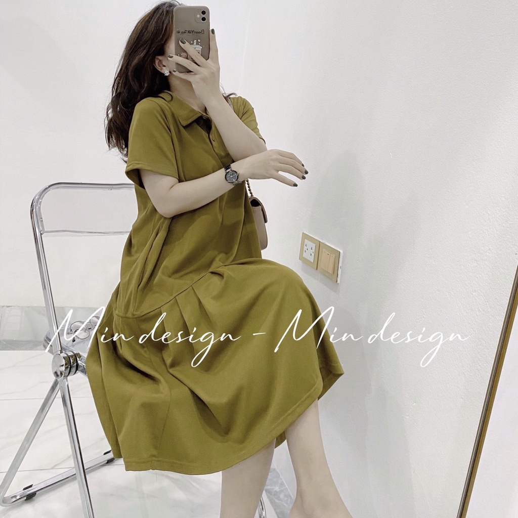 Đầm thun suông nhiều màu, dáng váy chữ A chân xếp ly dễ thương M11 - Min Design