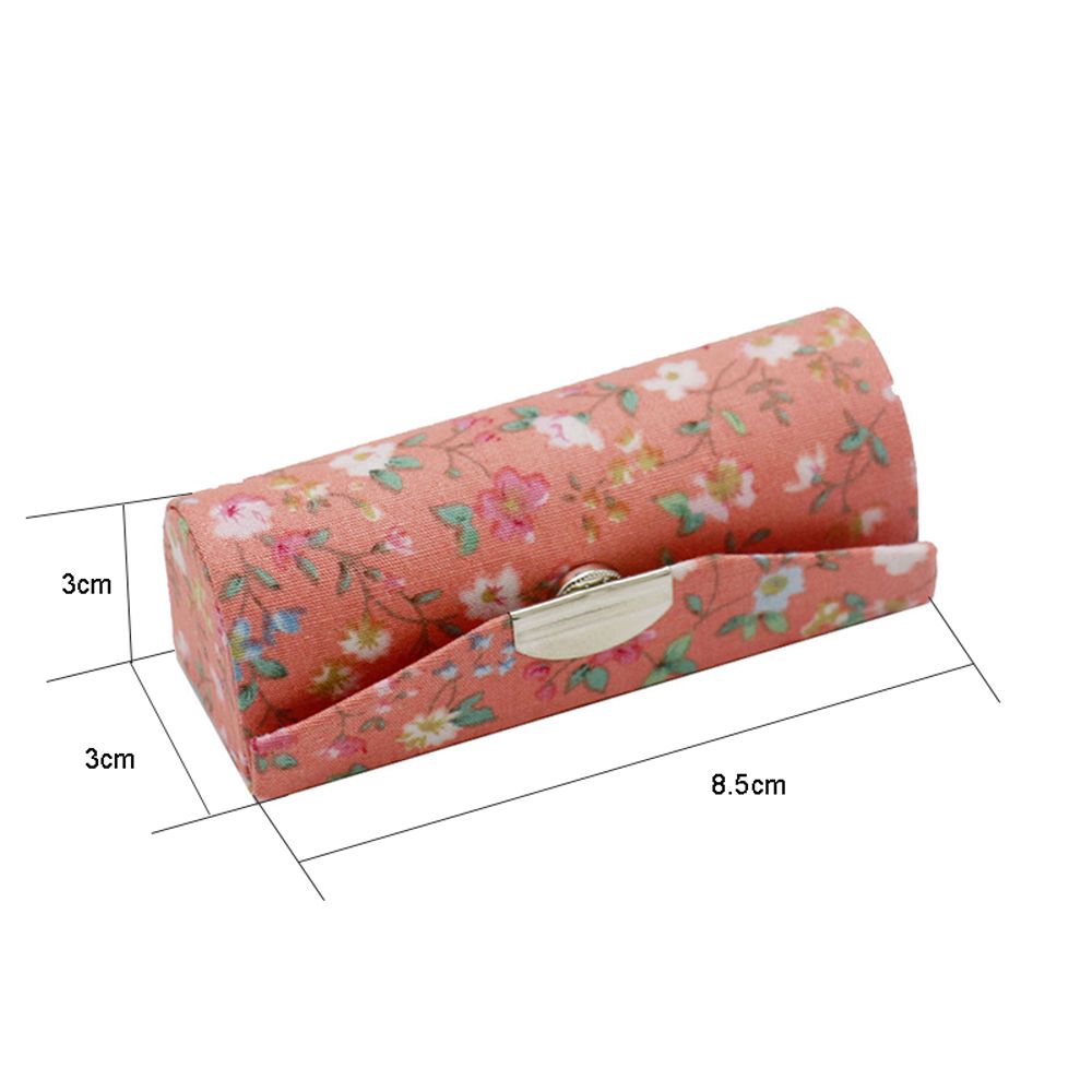 LANFY Small Flower Printing Makeup Single Lipstick Storage Cosmetic Bags with Mirror Lipstick Box