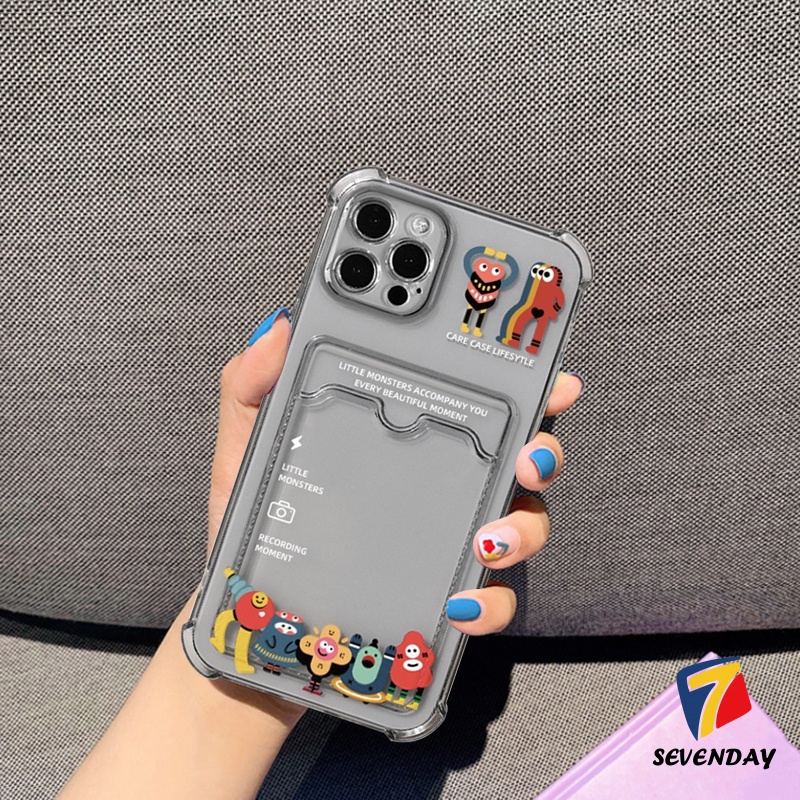 Ốp Điện Thoại TPU Dẻo Kẻ Sọc Vuông + Ví Đựng Thẻ Cho iPhone 7Plus 8Plus XR 11 Pro Max 6 6s 7 8 Plus 14 12 13 Pro Max X XS Max SE
