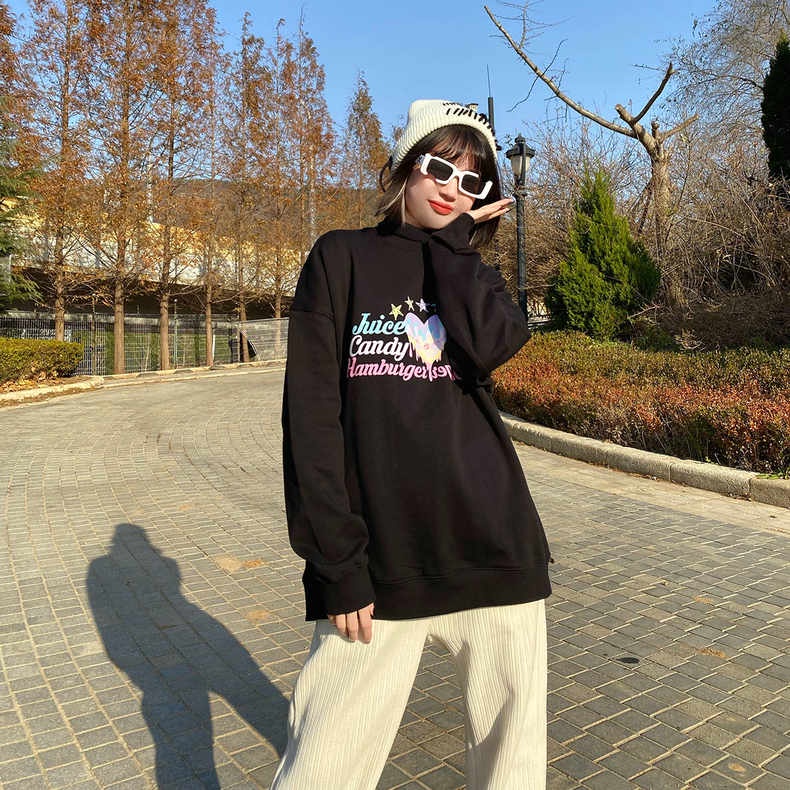 ZHELIHANGFEI Áo Thun Sweater Tay Dài In Hình Ngôi Sao Màu Gradient Kiểu Retro Dễ Thương