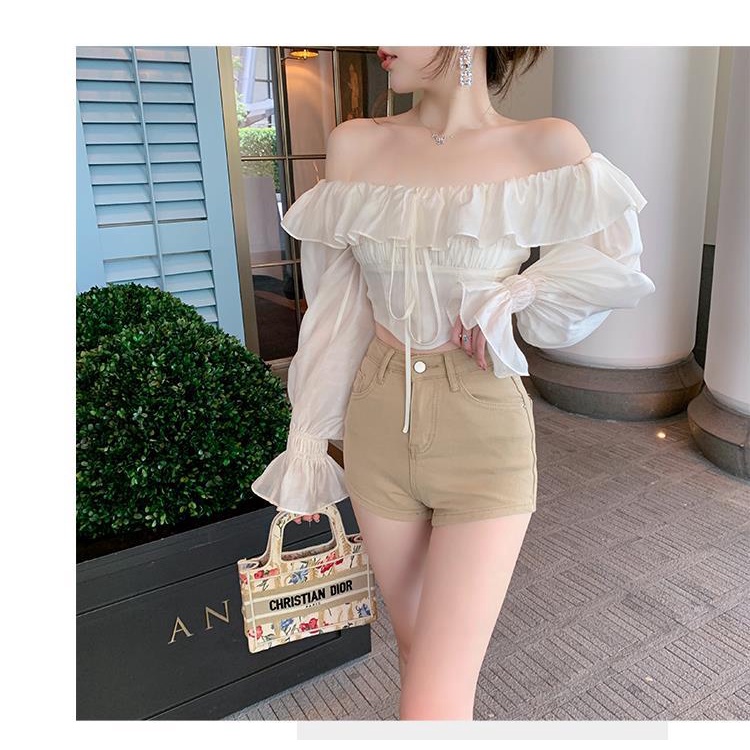 Áo voan dáng ngắn trễ vai thời trang hè
