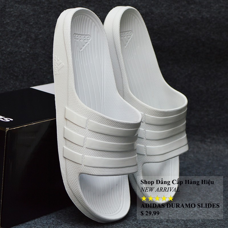 Dép Adidas Duramo chính hãng màu trắng sọc bóng
