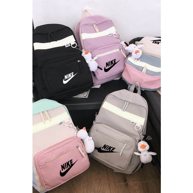 Balo thể thao Nike phối dây kéo mặt búp bê hoạt hình đơn giản đa năng sức chứa lớn du lịch giải trí thời trang