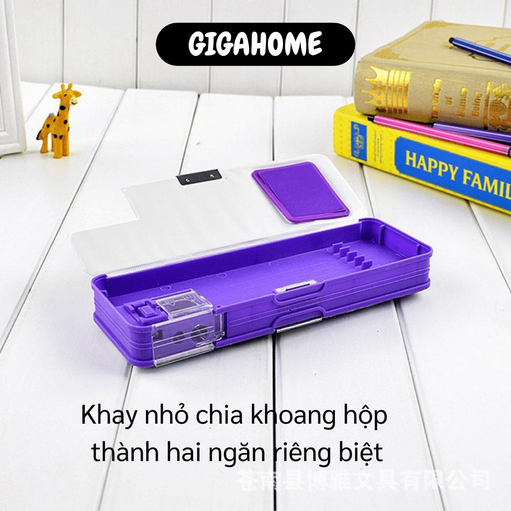 Hộp Đựng Bút Nam Châm GIGAHOME Hộp Bút 2 Ngăn Hoạt Hình Có Máy Tính Và Chuốt Bút Chì 7970