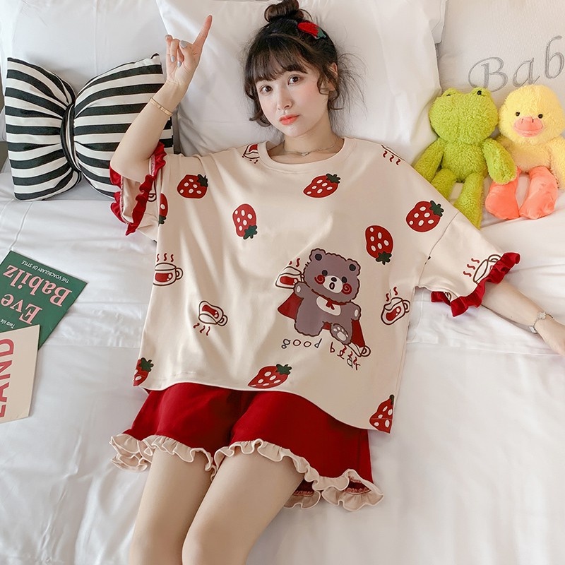 Đồ Bộ Nữ mặc nhà Cotton Form rộng thời trang cho mùa hè- Bộ ngủ - Bộ đồ mặc nhà
