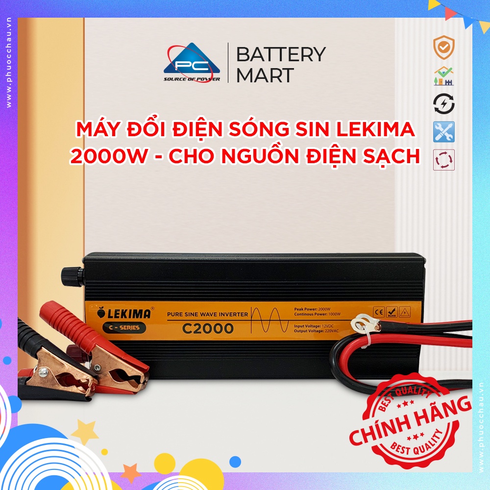 Bộ Đổi Điện LEKIMA Sóng Sin Chuẩn, Kích Điện 12V Lên 220V Chuẩn Như Điện Lưới, bộ chuyển đổi 12v sang 220v