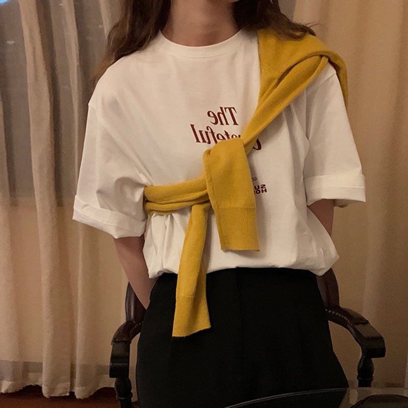 Áo Thun Tay Ngắn Cổ Tròn Dáng Rộng In Họa Tiết Phong Cách Hàn Quốc Thời Trang Mùa Hè Mới Cho Nữ