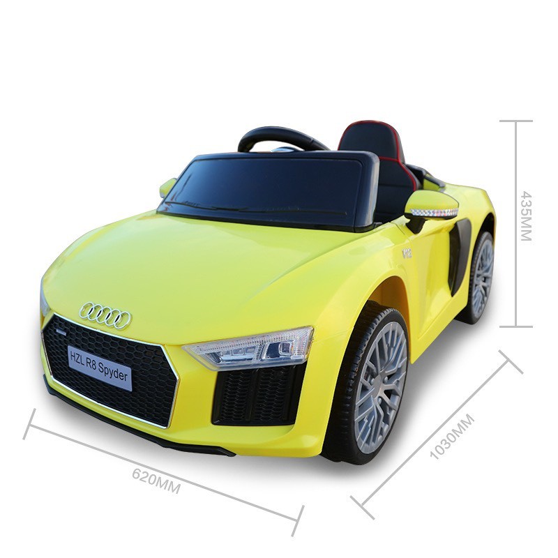Ô tô xe điện đồ chơi cho bé AUDI R8 Spyder tự lái và điều khiển 2 động cơ (Đỏ-Trắng-Xanh-Vàng)