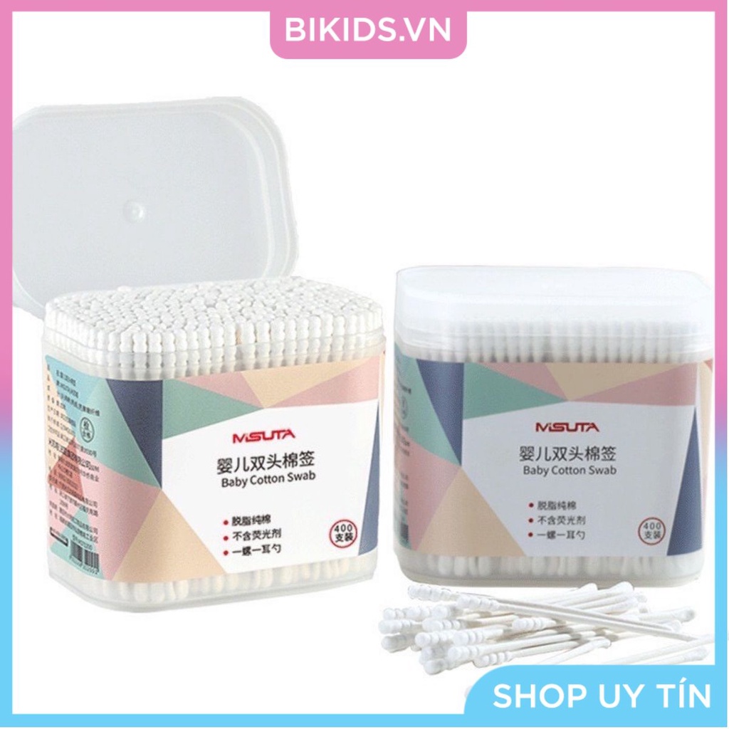Tăm bông trẻ em MISUTA  (hộp 400 chiếc)