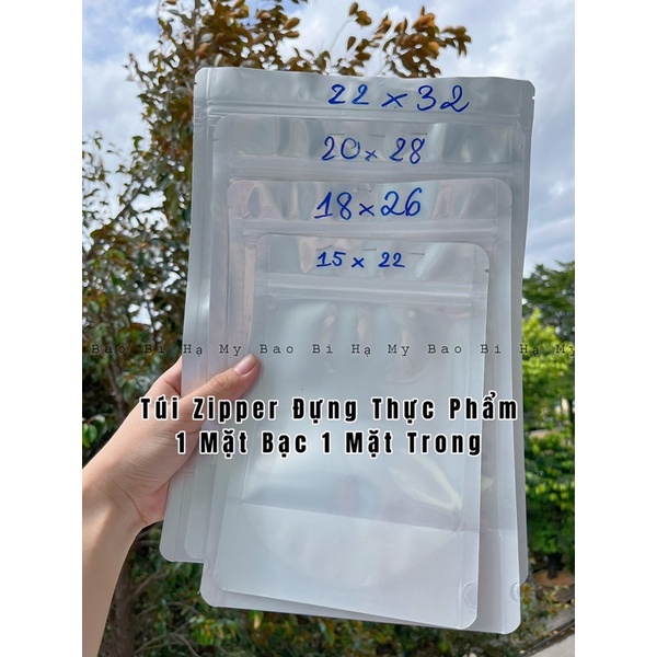 Túi Zip Đáy Đứng 1 Mặt Bạc 1 Mặt Trong Đựng Thực Phẩm