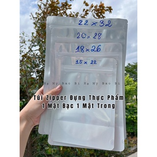 Túi zip đáy đứng 1 mặt bạc 1 mặt trong đựng thực phẩm