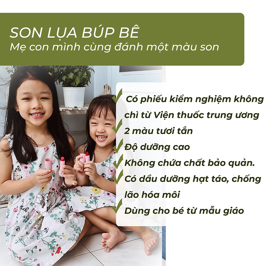 Son Môi Lụa Có Màu Cho Bé Búp Bê Cỏ Mềm Thiên Nhiên An Toàn 4g