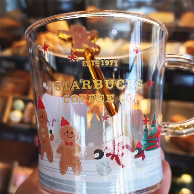 Starbucks 2020 mới giáng sinh Aurora cup sáng bóng Gingerbread người que trộn ly cà phê