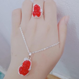 Bộ trang sức dây chuyền và nhẫn tỳ hưu [ GIÁ TỐT ]