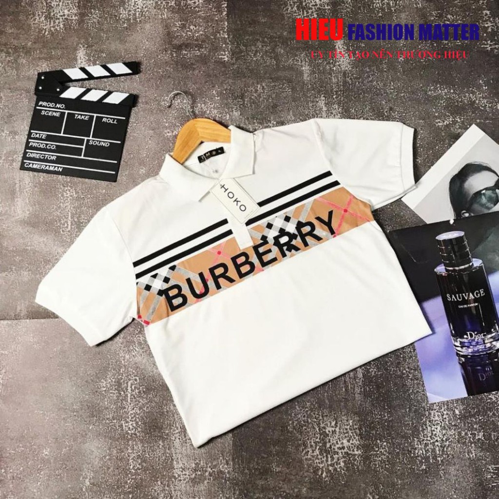 Áo phông Nam Nữ ⚡ FREE SHIP ⚡ Áo polo Burberry logo kẻ ngang caro 😍😍😍