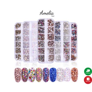 Đá chân keo YHB, phụ kiện đá đính trang trí tay chân nail gói 110v mix size