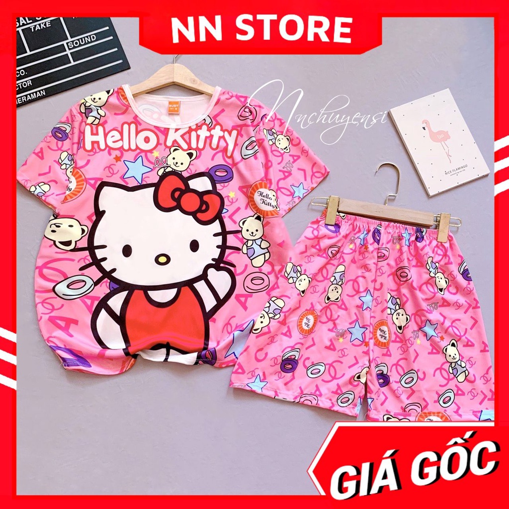 Đồ bộ bé gái chất thun mềm mịn mát size từ 7kg đến 70kg in bò sữa kitty hoạt hình bộ gia đình dễ thương DBRBD FULL SIZE