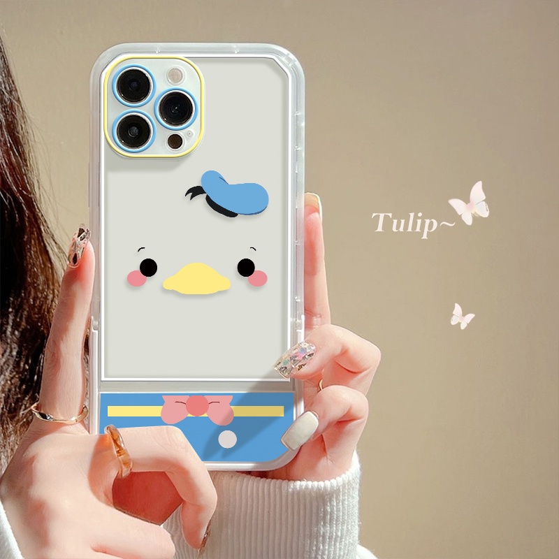 Ốp Điện Thoại Dẻo Trong Suốt Kèm Giá Đỡ Hình Chú Vịt Cho IPhone 13 12 11 Pro MAX XR XS MAX X 7 8 Plus 6 6S SE 2020