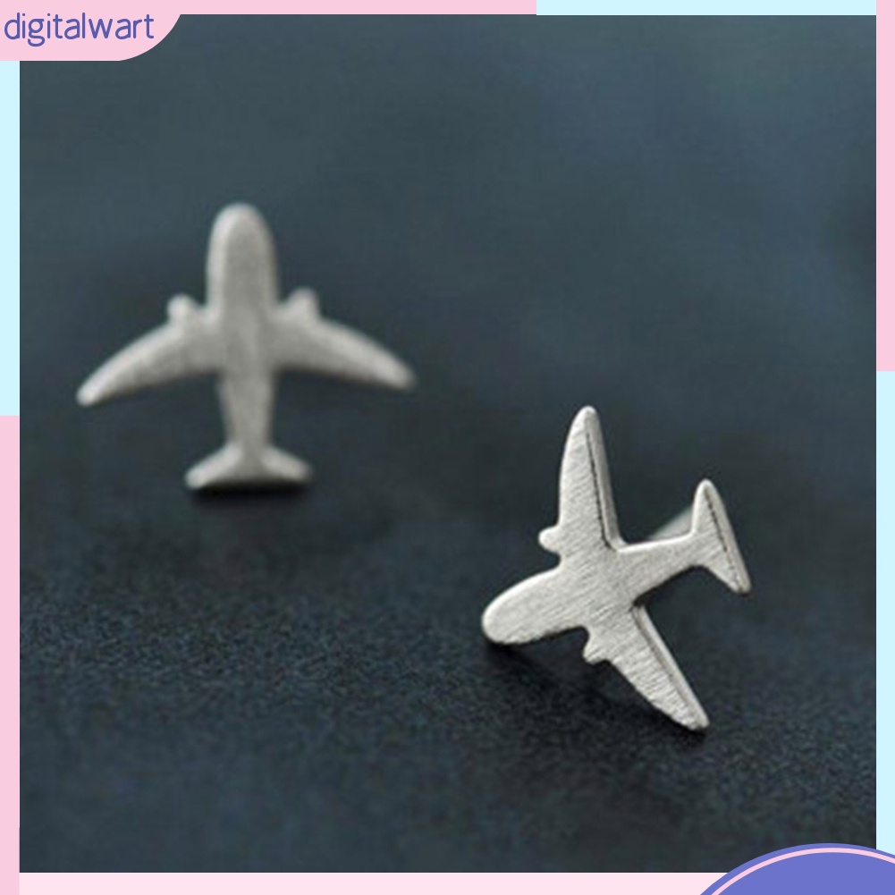 Đôi khuyên tai mạ bạc trang trí hình máy bay độc đáo