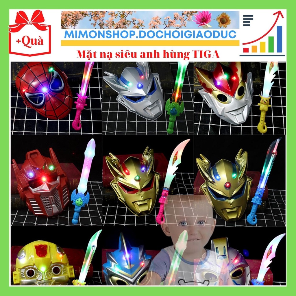 Mặt Nạ Hoá Trang Halloween Người Nhện, Cerro Ultraman Child Boy, Siêu Anh Hùng TIGA Đèn Led Phát Sáng 247 BEEKIDS