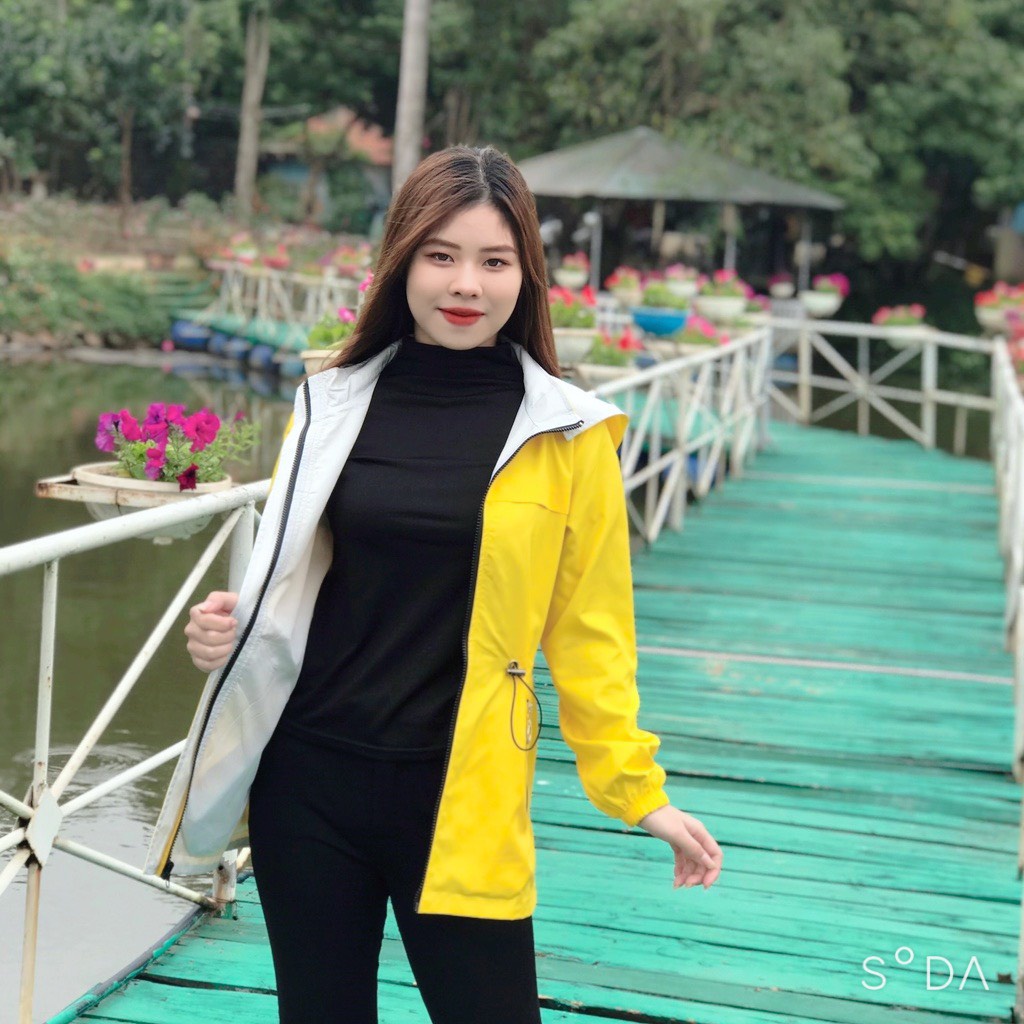 Áo khoác gió nữ 2 lớp, mặc 2 mặt cao cấp khoác nhẹ chống gió chống bụi chống nước