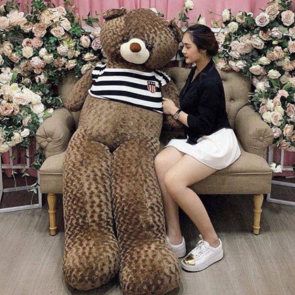 Gấu Bông Xù Teddy To Khổng Lồ Làm Quà Tặng Người Yêu Chất Liệu Vải Lông Nhung Xù Co Dãn Kích Thước 1m - 1m3