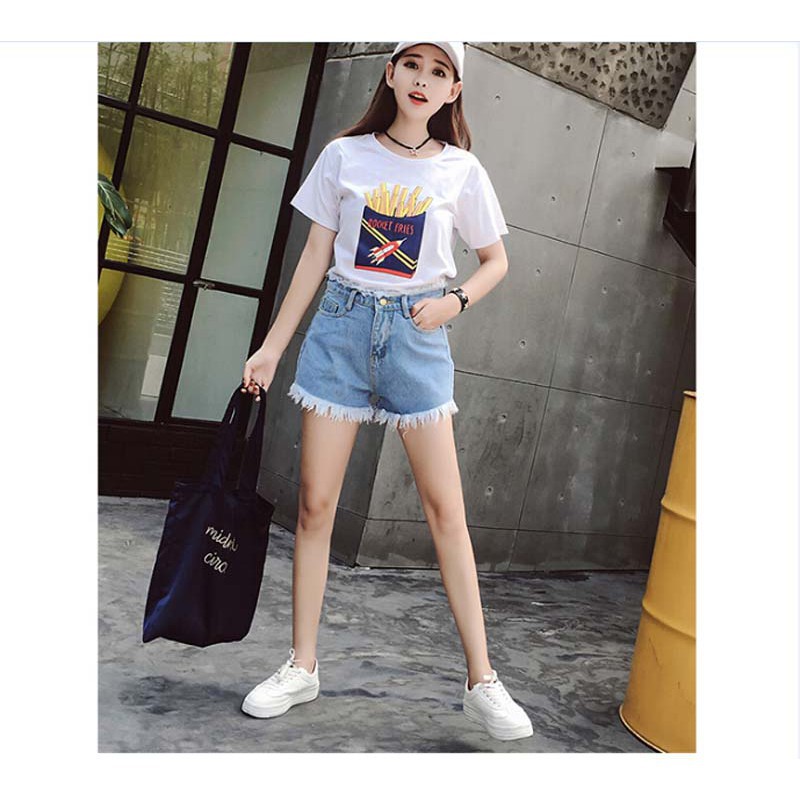 Quần short vải jean tua rua cá tính | BigBuy360 - bigbuy360.vn