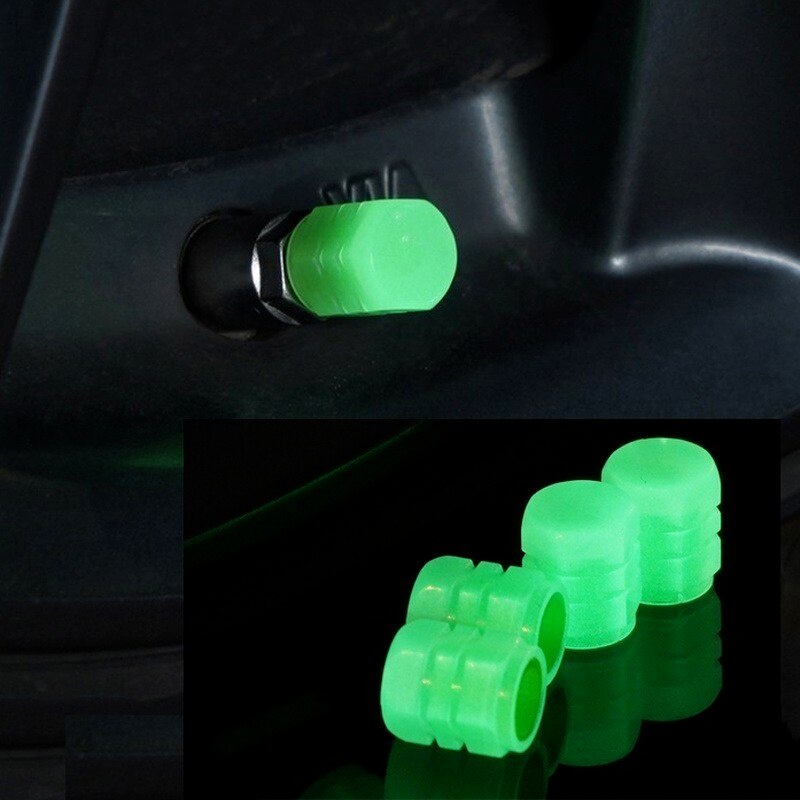 Bộ 4 Nắp Van Bánh Xe Dạ Quang Bằng ABS Chống Bụi Bẩn Trang Trí Cho Xe Hơi Xe Máy 4 Cái