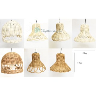 Chụp đèn mây tự nhiên nhỏ xinh làm chao đèn ngủ, decor trang trí sân vườn, phòng, quán ăn