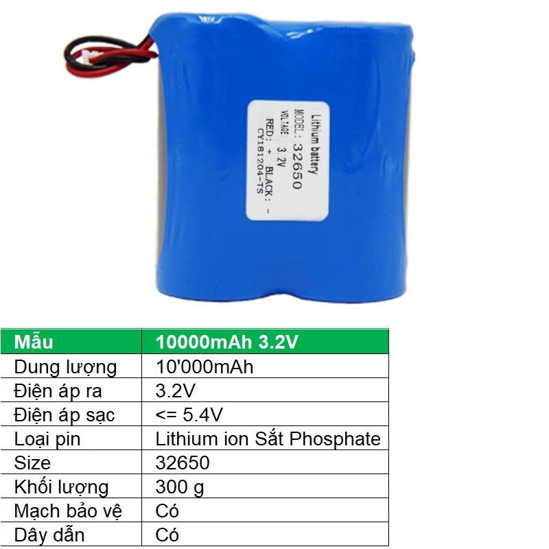 Pin lithium ion 32650 10000mAh 3.2V Sắt Phosphate 32650, Mạch bảo vệ, Dây