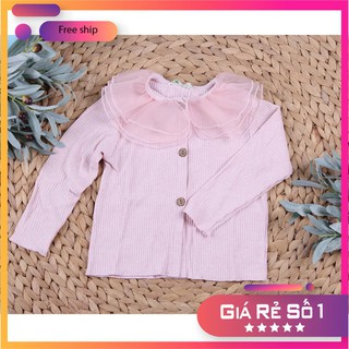Áo len cài cúc cổ voan cao cấp cực xinh dành cho bé gái size từ 1-7 (10-23kg). Quần áo trẻ em