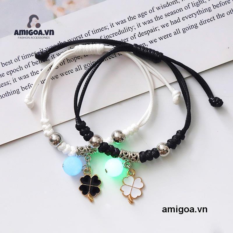 ✨✨Vòng tay lắc tay đơn, vòng đen, trắng, xanh đính đá dạ quang