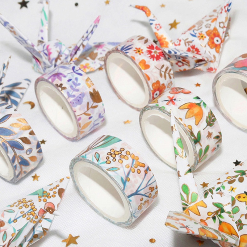 Set 18 Cuộn Băng Keo Hoa Bản Rộng Màu Vàng Trang Trí Sổ Tay