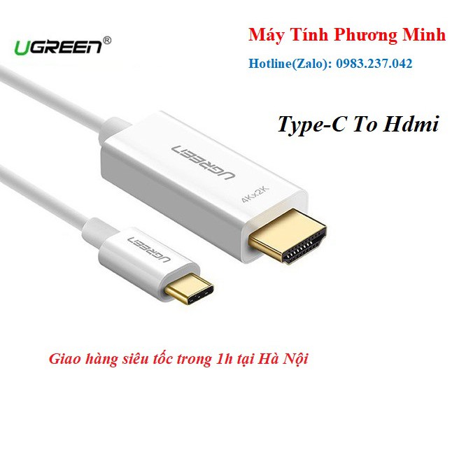 Cáp Chuyển Đổi USB Type-C Sang HDMI Ugreen 30841 hỗ trợ 4K, 3D dài 1,5m - Hàng Chính Hãng bảo hành 18 tháng