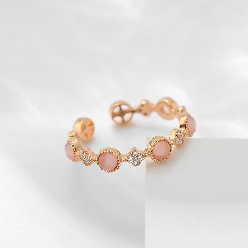 Nhẫn Màu Vàng Hồng Đính Đá Opal Thời Trang Cho Nữ