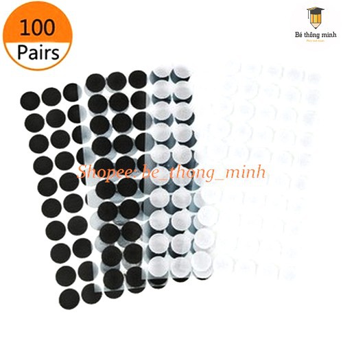 Set 100 cặp Băng Dính Nhám 1 cm Băng Dính Gai / verclo làm học liệu cho bé