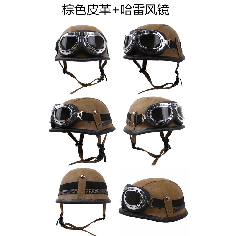 Mũ Bảo Hiểm Bằng Da Phong Cách Retro Cho Xe Mô Tô Harley | BigBuy360 - bigbuy360.vn