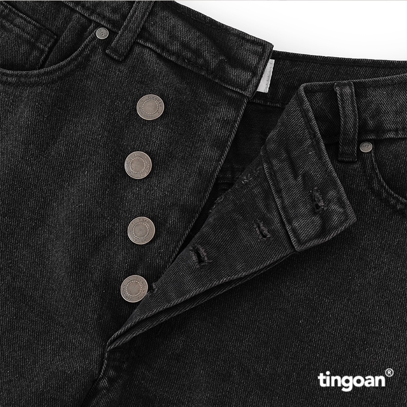 TINGOAN® - Quần short bò cắt cạp lệch màu lông chuột tingoan MASCARA JEANS SHORT/LC
