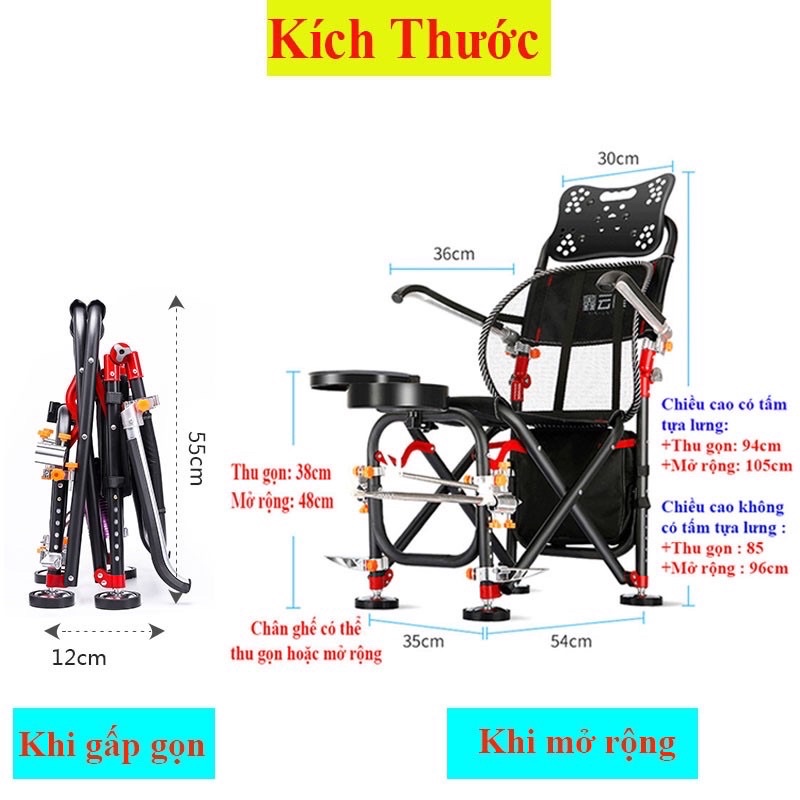 Ghế câu đài ghế câu cá địa hình full phụ kiện KK-10