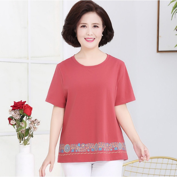 (HÀNG SẴN) Áo Thun Ngắn Tay Họa Tiết Thời Trang Cho Mẹ SM34 - Hàng Quảng Châu Cao Cấp