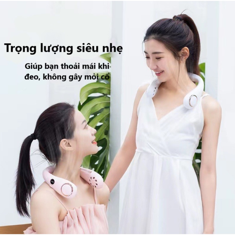 Quạt Mini Đeo Cổ Thông Minh Không Cánh Tốc Độ Mạnh Thổi 360 Độ, Quạt Đeo Cổ Mini Không Cánh 2022 Có Màn Hình LED Sạc USB